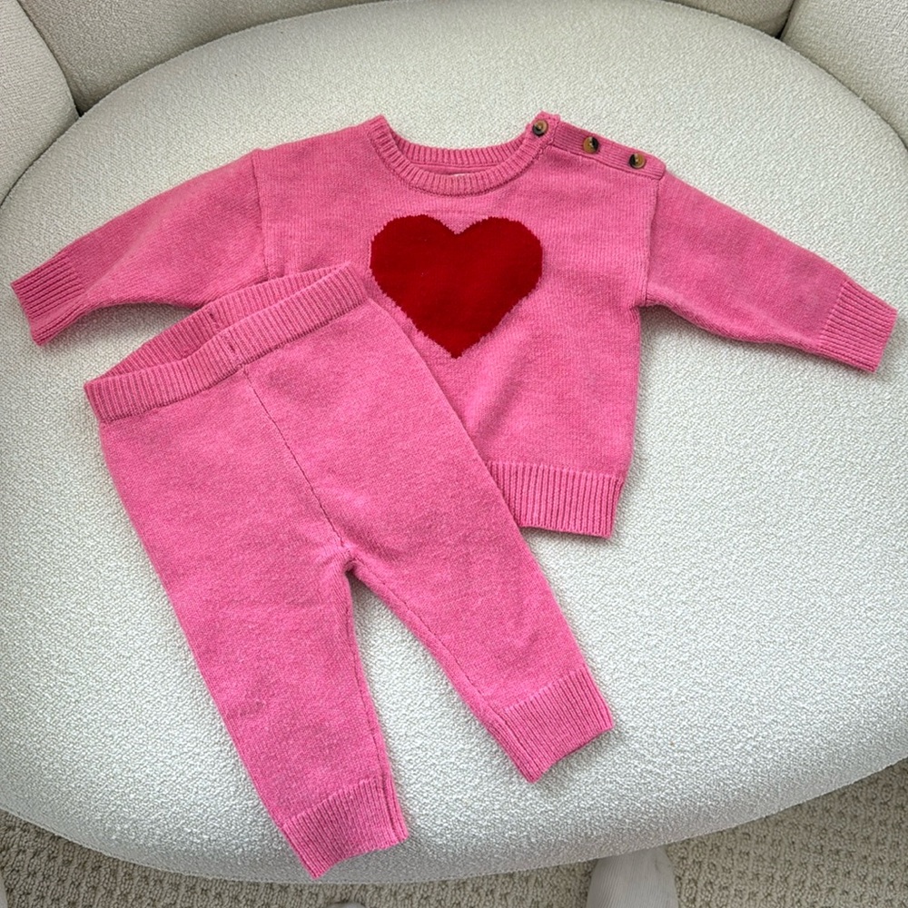 Cat & Jack matching heart sweater and pant set
